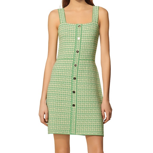 Sandro Dresses & Skirts - Sandro Green and Cream Knit Dress